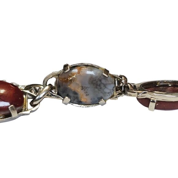 Dendritic Opal and Red Jasper Cabochon Bracelet - Picture 3 of 4